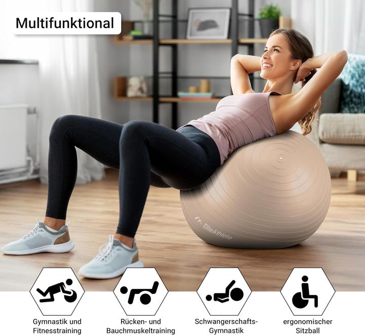 Actual product image EliteAthlete Ergonomischer Gymnastikball für Fitness und Schwangerschaft (65 cm)