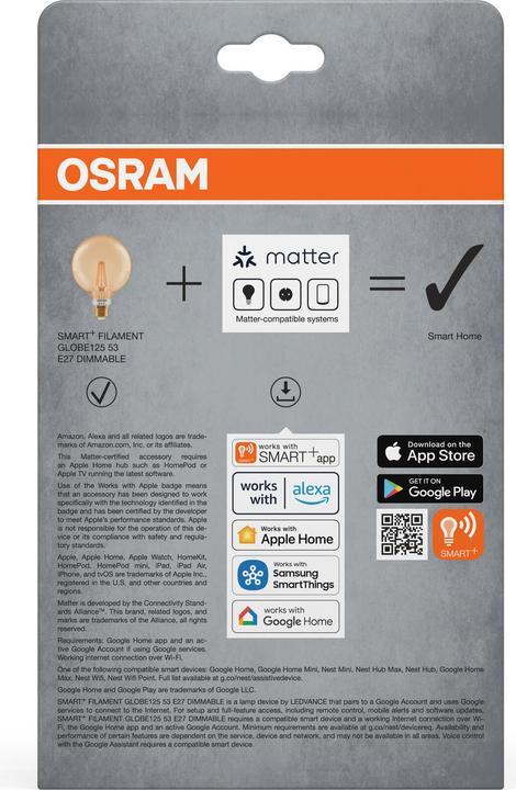 Produktbild Osram SMART+ MATTER FILAMENT CLASSIC shapes DIMMABLE 6W 824 FILAMENT GOLD DIM E27 (E27, 680 lm, 4x)