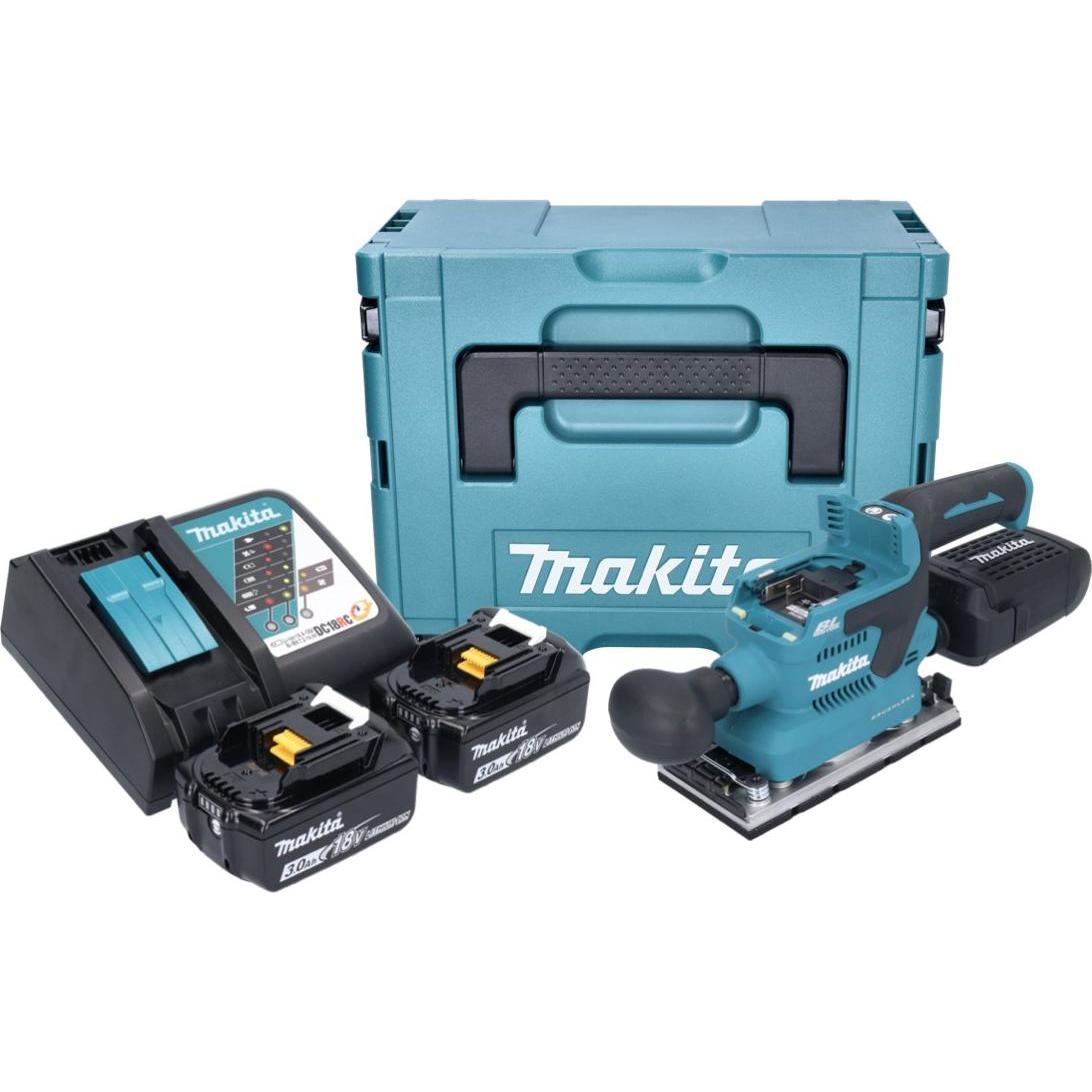 Thumbnail - Makita, Schleifmaschine + Poliermaschine, DBO 382 RFJ Akku Schwingschleifer 18 V 93 x 185 mm Brushless + 2x Akku 3,0 Ah ...