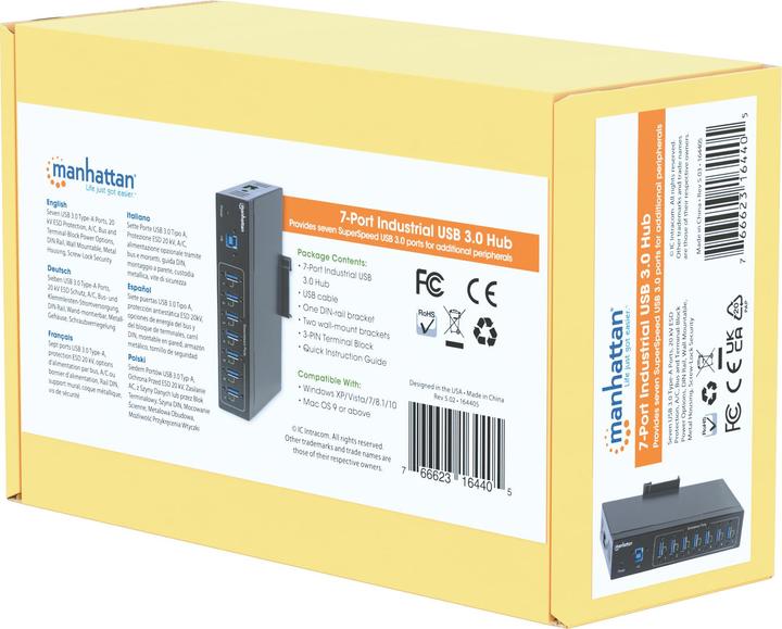 Actual product image Manhattan 7-Port Industrial USB 3.0 Hub (USB-B, 7 ports)
