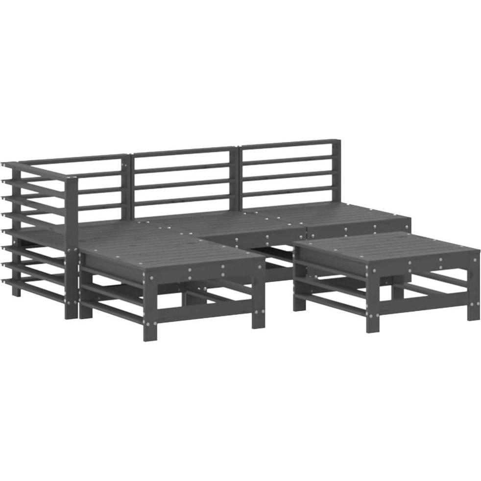 VidaXL, Gartenlounge, 5-tlg. Garten-Lounge-Set Grau Massivholz Kiefer,Farbe