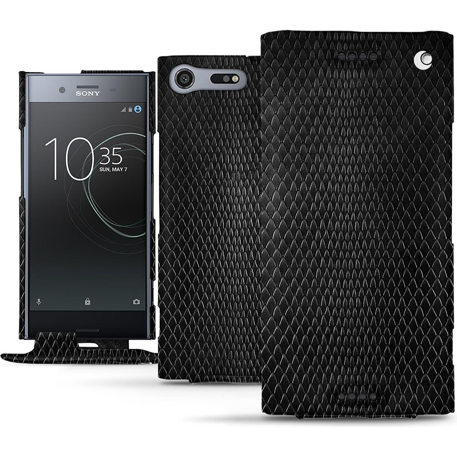 Noreve Lederschutzhülle vertikal (Sony Xperia XZ Premium), Smartphone Hülle, Schwarz