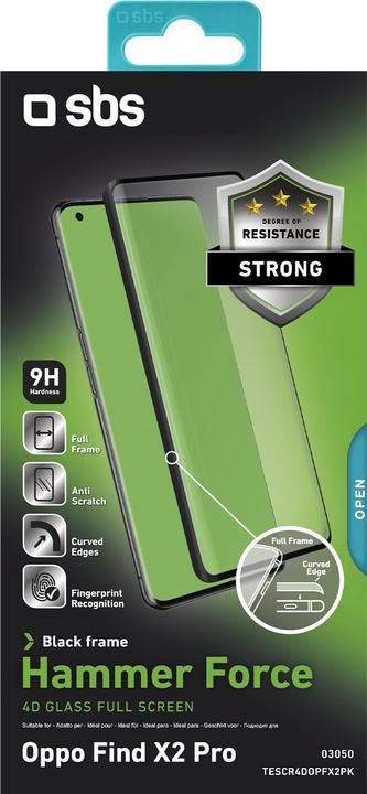 Actual product image SBS 4D Full Glass screen protector for Oppo Find X2/X2 Pro (1 pcs., Oppo Find X2, Oppo Find X2 Pro)