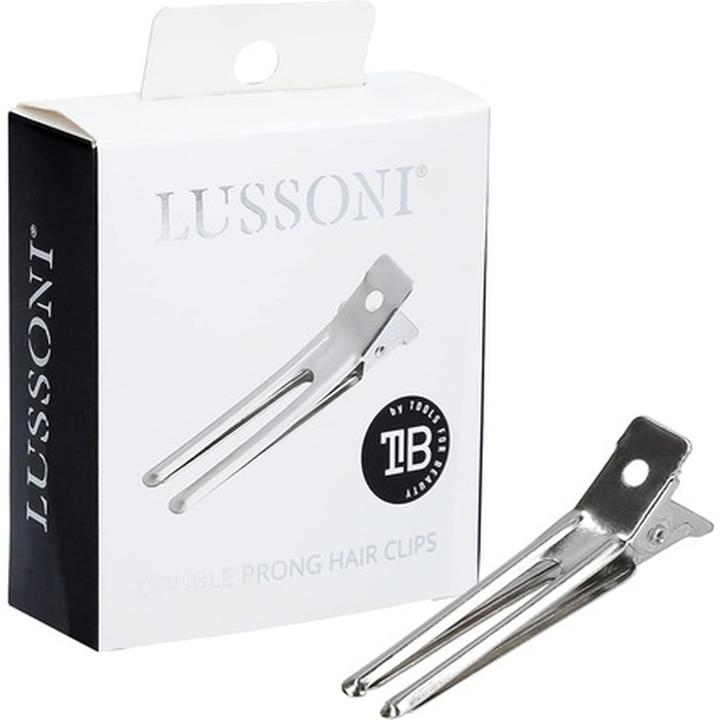 Actual product image Tools for Beauty T4B LUSSONI Double Pointed Hair Clips High Quality Stainless Steel for Professional or Home Use Prac