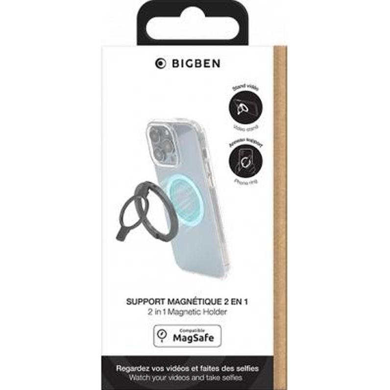 Thumbnail - Bigben Magnetischer Ringhalter Stand Grip Kompatibel mit MagSafe, Smartphone Halterung, Grau