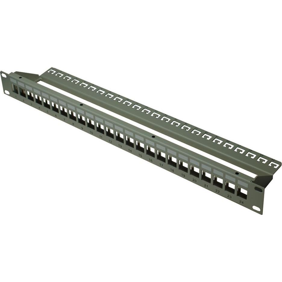Dönges Patchpanel Modular für 24 Keystone Module, leer, 1HE, Server Zubehör, Grau