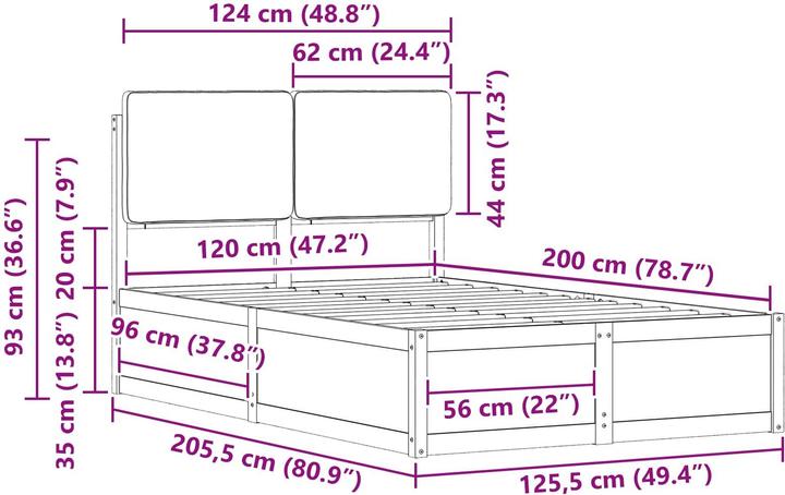 Image du produit vidaXL Moderner Bettrahmen (120 x 200 cm)