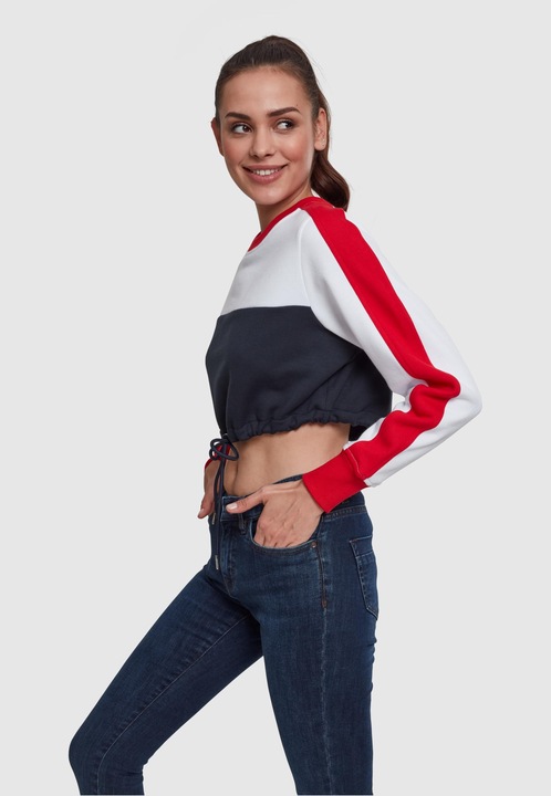 Produktbild Urban Classics Ladies Cropped 3-Tone Stripe Crew (XL)