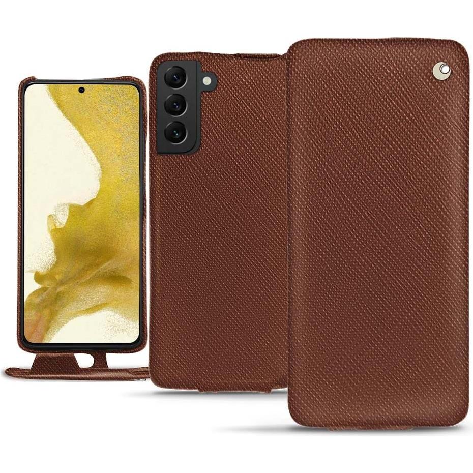 Noreve Lederschutzhülle vertikal (Samsung Galaxy S22), Smartphone Hülle, Braun