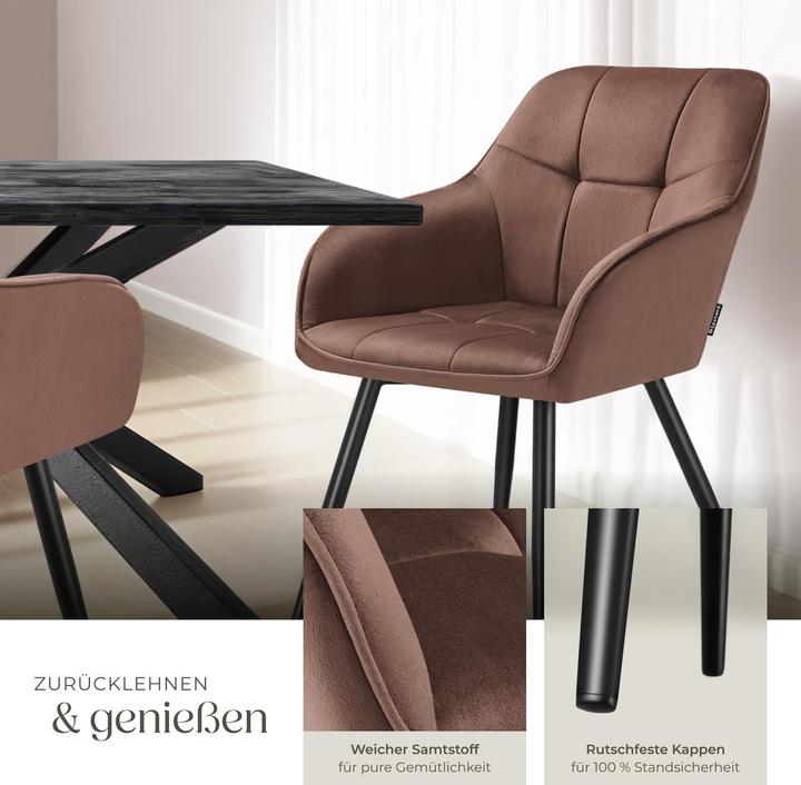 Actual product image tectake chair Marilyn, velvet look, quilted