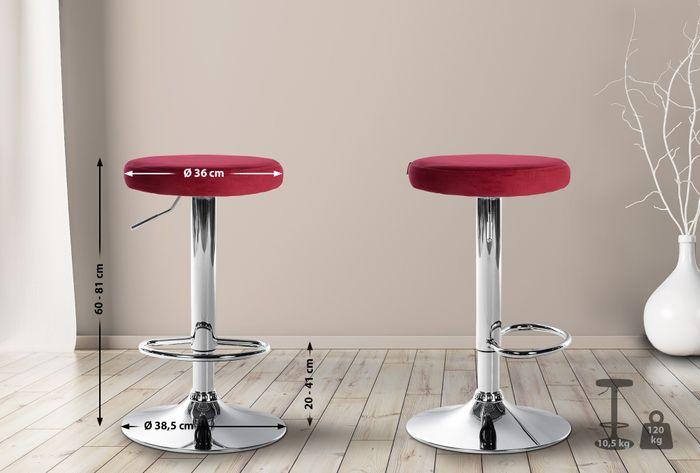 Produktbild Swisshandel24 2er Set Barhocker Ponte Samt chrom, rot