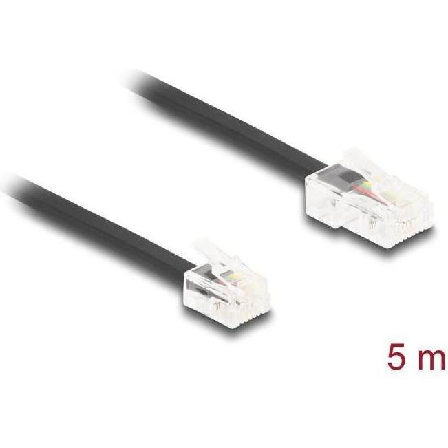 Delock Telefonkabel RJ45 Stecker zu RJ11 Stecker schwarz 5 m, Telefon Zubehör