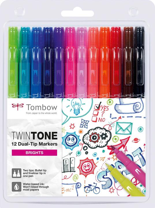 Produktbild Tombow Marker TwinTone helle Farben (12x)