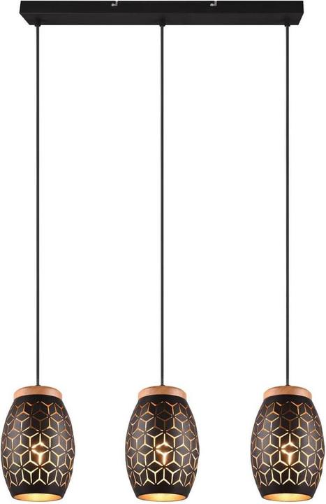 Actual product image Reality Bidar pendant light E27 triple ⌀15cm black-gold height-adjustable (E27)