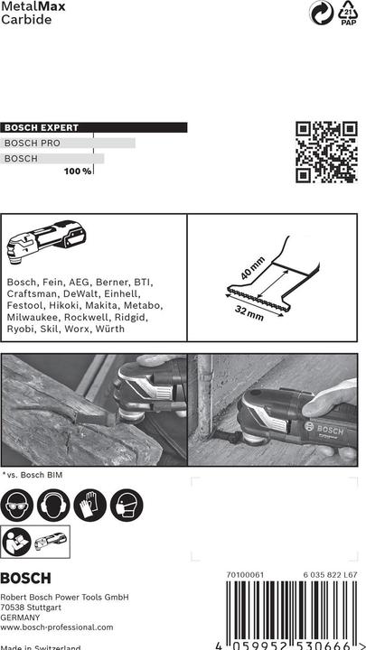 Actual product image Bosch Professional Zubehör Expert MetalMax AIZ 32 AIT blade for multifunctional tools, 40 x 32 mm