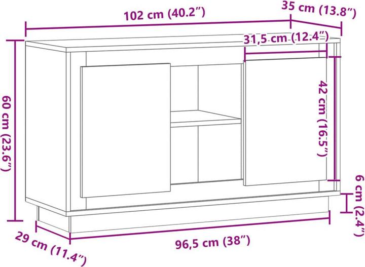Image du produit vidaXL Sideboard (102 x 35 x 60 cm)