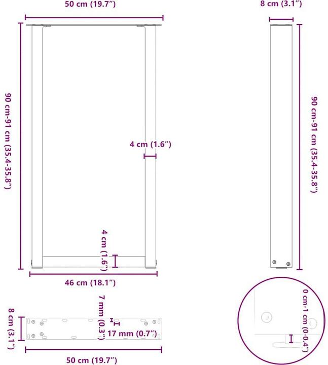 Actual product image vidaXL Bartischbein