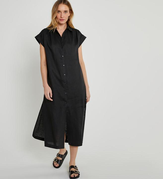 Image du produit La Redoute Collections Robe-blouse midi Signature en lin (M)