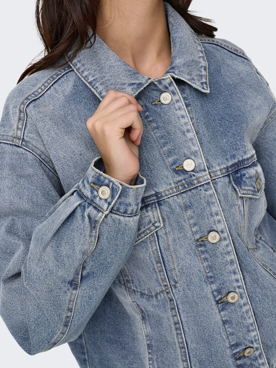 Produktbild Only Fly-Away Kragen Ärmelbündchen mit Knopf Jacke Jeansjacke (S)