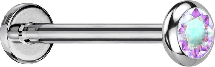 Image du produit Star Piercing Micro Threadless Labret argent disque arrondi cristal multicolore (sans laiton, Titane)