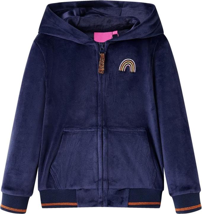 Produktbild vidaXL Kinder-Kapuzenjacke Marineblau 128,Material: 94 % Polyester (128)