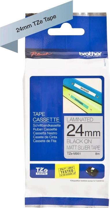 Actual product image Brother Tze-M951 (2.40 cm, Black, Silver)