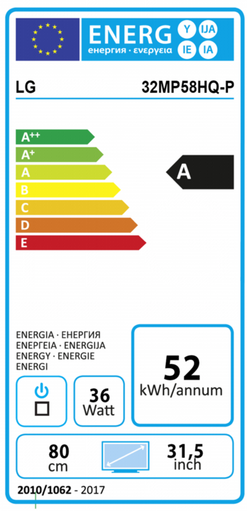 Energie-Label LG 32MP58HQ-P (1920 x 1080 Pixel, 31.50")