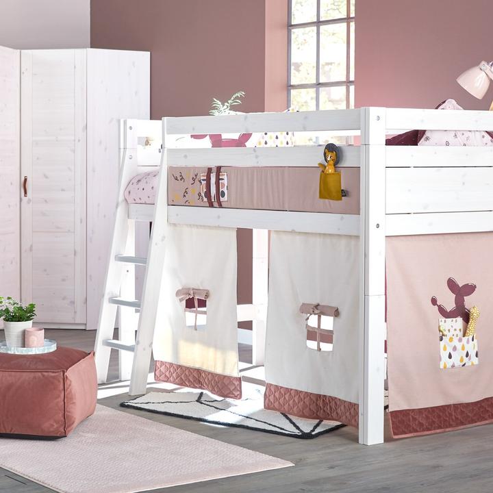 Image du produit Lifetime Kidsrooms Lit mi-hauteur avec échelle inclinée et rideau de jeu, fond mobile