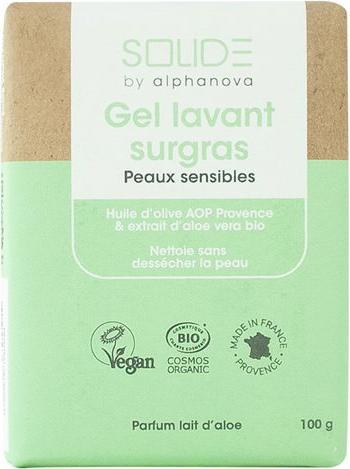 Alphanova Solide Waschgel rückfettend empfindliche Haut Bio fest (Seifenlotion)