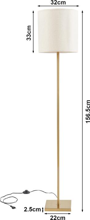 Actual product image Lux.Pro Stehleuchte Fildholm 157cm Messingfarben/Leinenoptik (E27)