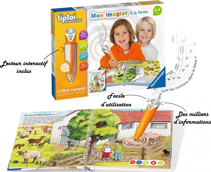 Produktbild tiptoi Coffret complet lecteur interactif + Livre Imagier A la ferme (Französisch)