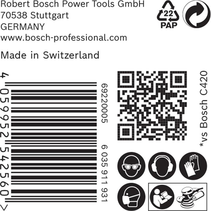 Produktbild Bosch Professional Zubehör EXPERT C470 Schleifpapier mit 6 Löchern für Exzenterschleifer, 150 mm, G 60, 50-tlg. (60)