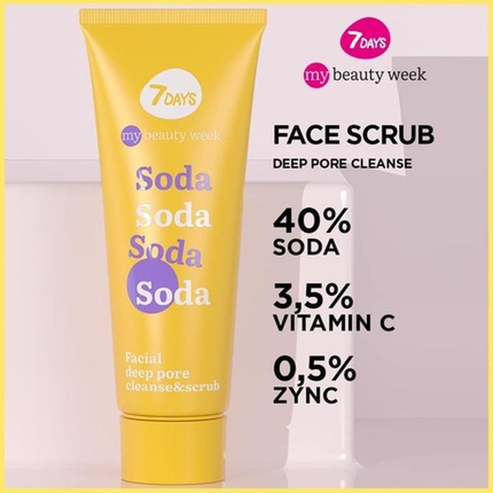 Immagine prodotto 7Days Scrub viso con soda, zinco e vitamina C Scrub esfoliante nutriente per la pelle con estratti di (Scrub detergente, 80 ml)