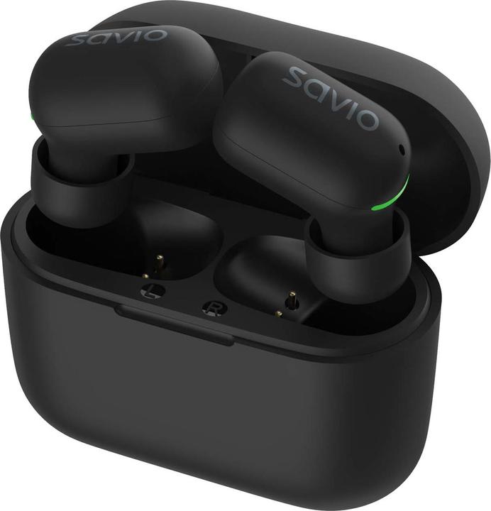 Produktbild Savio TWS-09 IPX5 Kopfhörer & Headset Kabellos im Ohr Musik Bluetooth Schwarz (8 h, Kabellos)