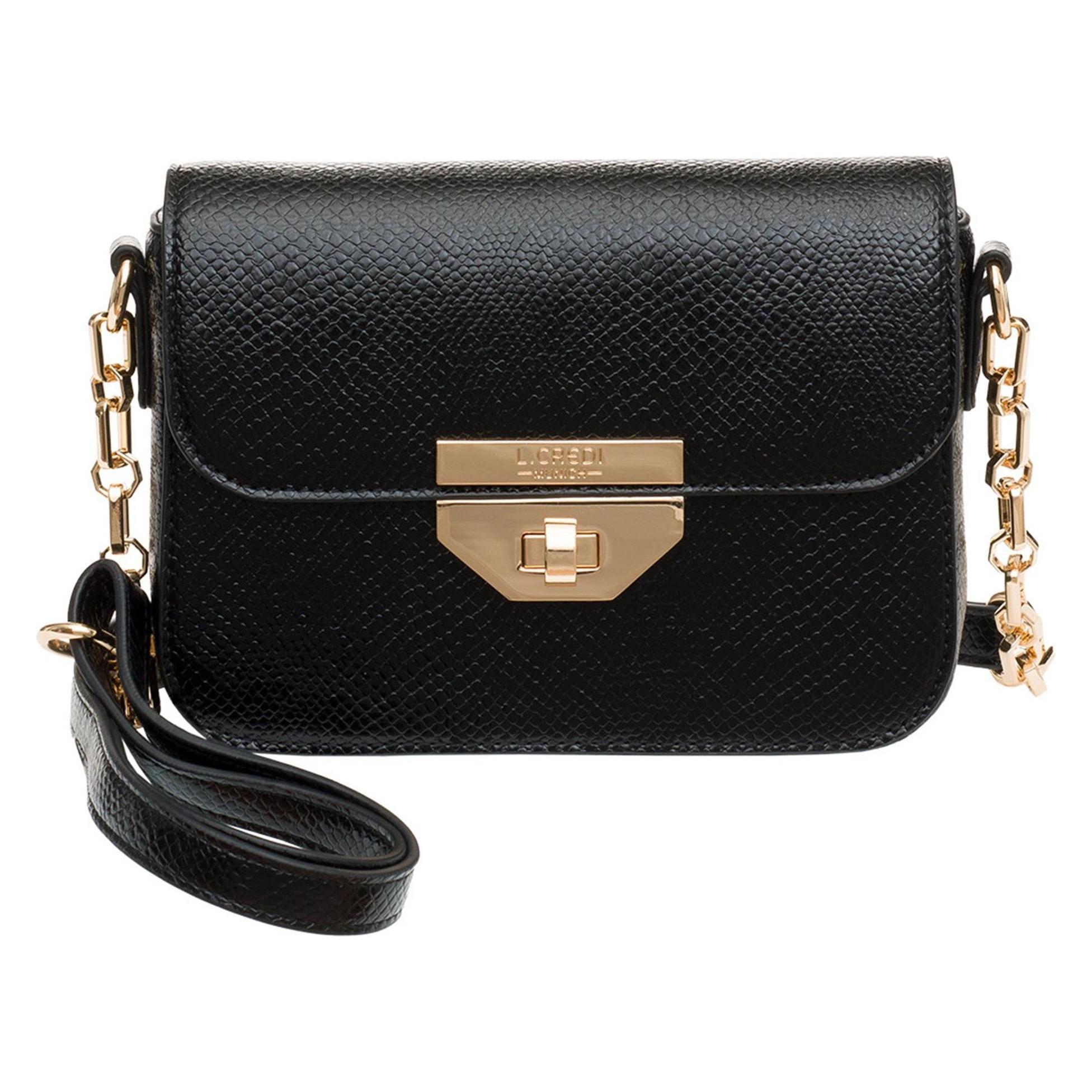 L.Credi, Damen, Handtasche, Peja Umhängetasche 19 Cm, Schwarz