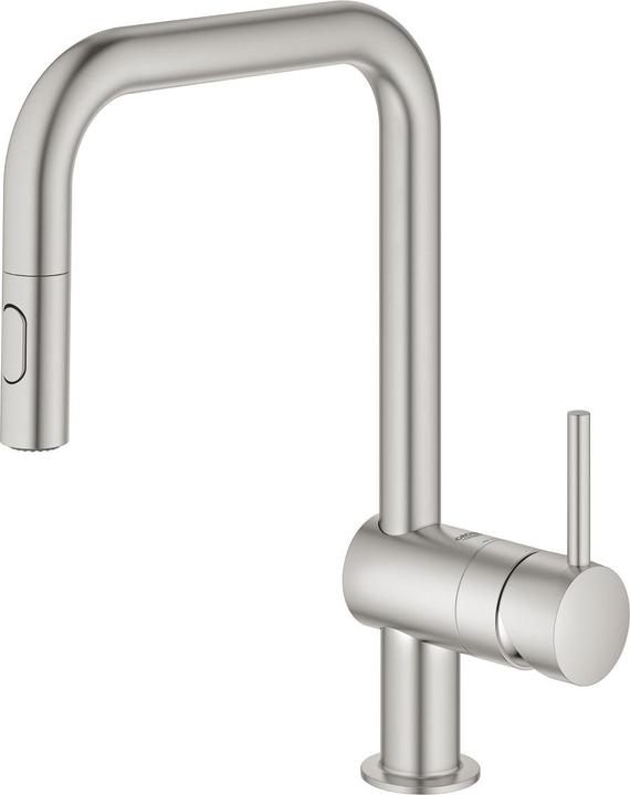 Grohe Küchenarmatur mit Handbrause Minta supersteel matt 32322