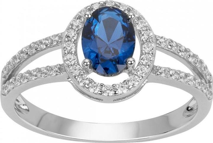 Passion Rhodium-Plated Silver Ring - Zirconia - Synthetic Sapphire (54, 925 Silver)