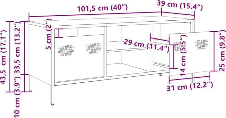Produktbild vidaXL TV Schrank Fernsehtisch Fernsehschrank Lowboard Weiss Kaltgewalzter Stahl (39 x 39 x 43.5 cm)