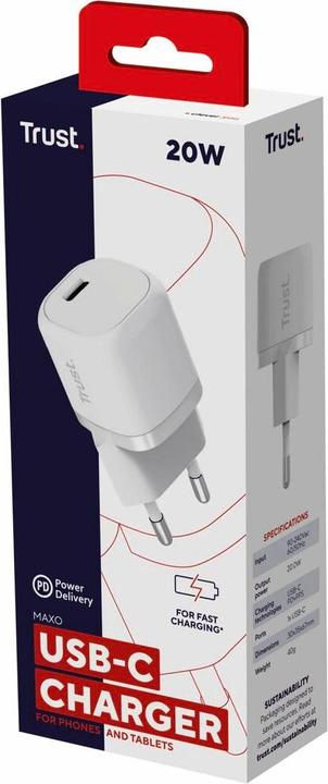 Productafbeelding Trust MAXO 20W USB-C LADER WIT (20 W)