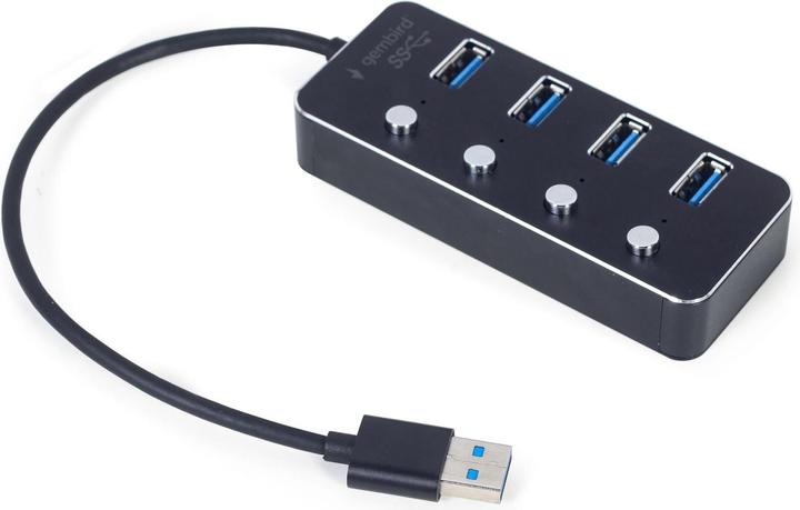 Produktbild Gembird USB 3.1 Gen 1 4-Port Hub mit Schaltern schwarz (USB-C, 4 Ports)