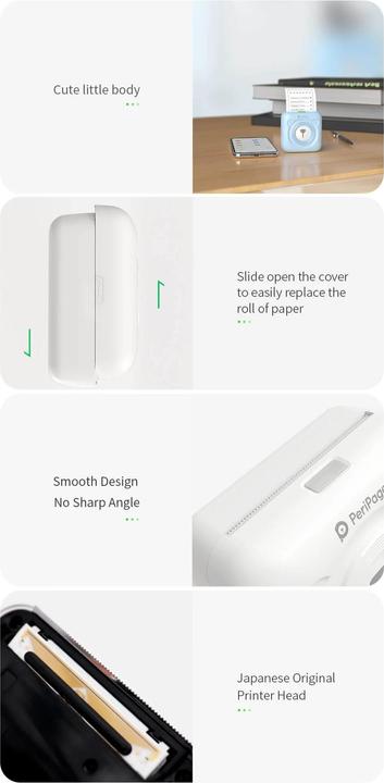 PeriPage Mini Fotodrucker A6 - Blau, 203 dpi (Thermotransfer, Farbe)