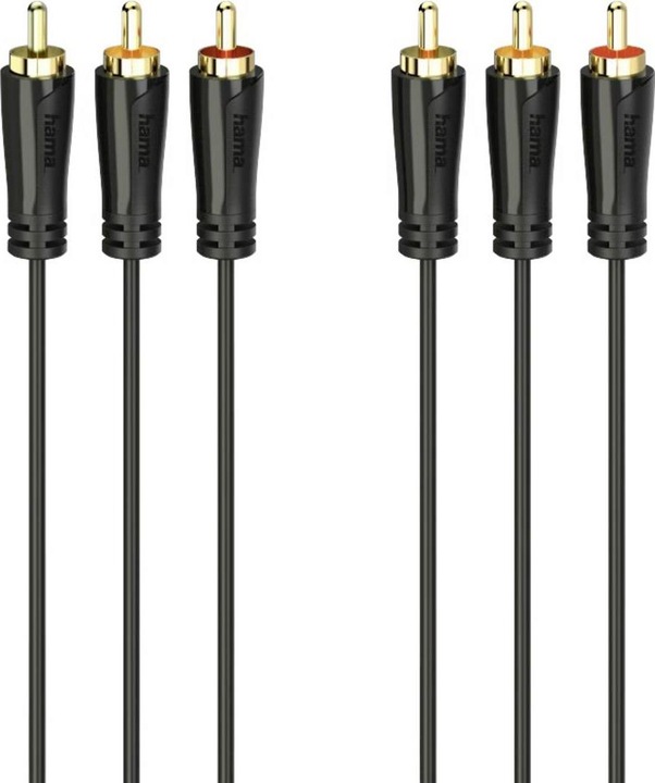 Produktbild Hama Audio-/Video-Kabel, 3 Cinch-Stecker - 3 Cinch-Stecker, vergoldet, 1,5 m (1.50 m, Cinch)