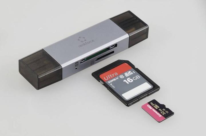 Produktbild Renkforce RF-PCR-400 Externer Speicherkartenleser USB-A, USB-C® microSD, SD Spa (USB-C)