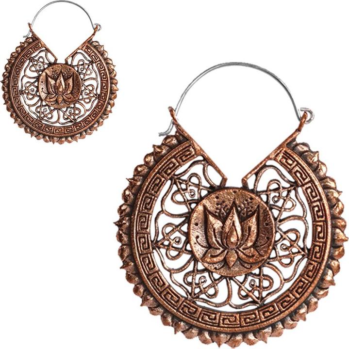 Image du produit Star Piercing Boucles d'oreilles or rose fleur de lotus mandala (sans laiton, Bronze)