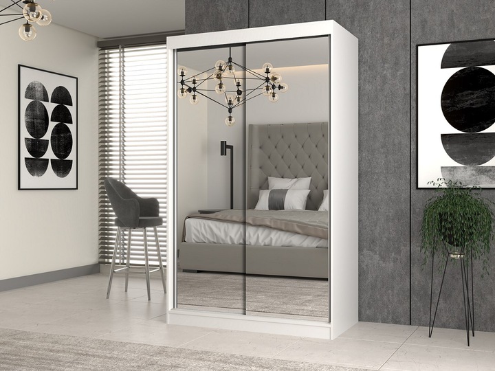 Produktbild Topeshop IGA 120 BIEL A KPL Schlafzimmer-Schrank 7 Regale 2 Tür(en) Weiss Garderobe (120 x 61 x 200 cm)