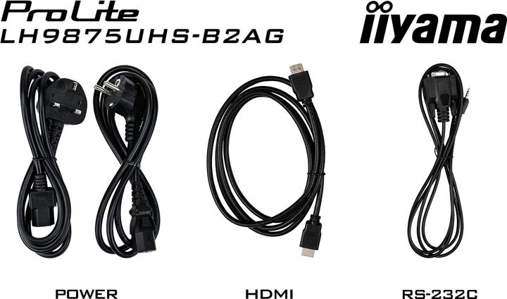 Actual product image iiyama 247.7cm(97,5") LH9875UHS-B2AG 16:9 3xHDMI+DP+DVI 4K (freight forwarding) (3840 x 2160 Pixels, 97.50")