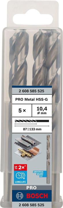 Actual product image Bosch Professional Zubehör PRO Metal HSS-G twist drill, 10.4 x 87 x 133 mm (10.4 mm)