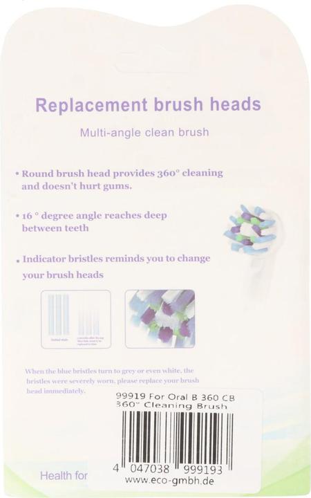 Image du produit AccuCell Tête de brosse à dents 360 Cleaning Brush pour brosses à dents électriques Oral-B, 4 pièces (4 x)