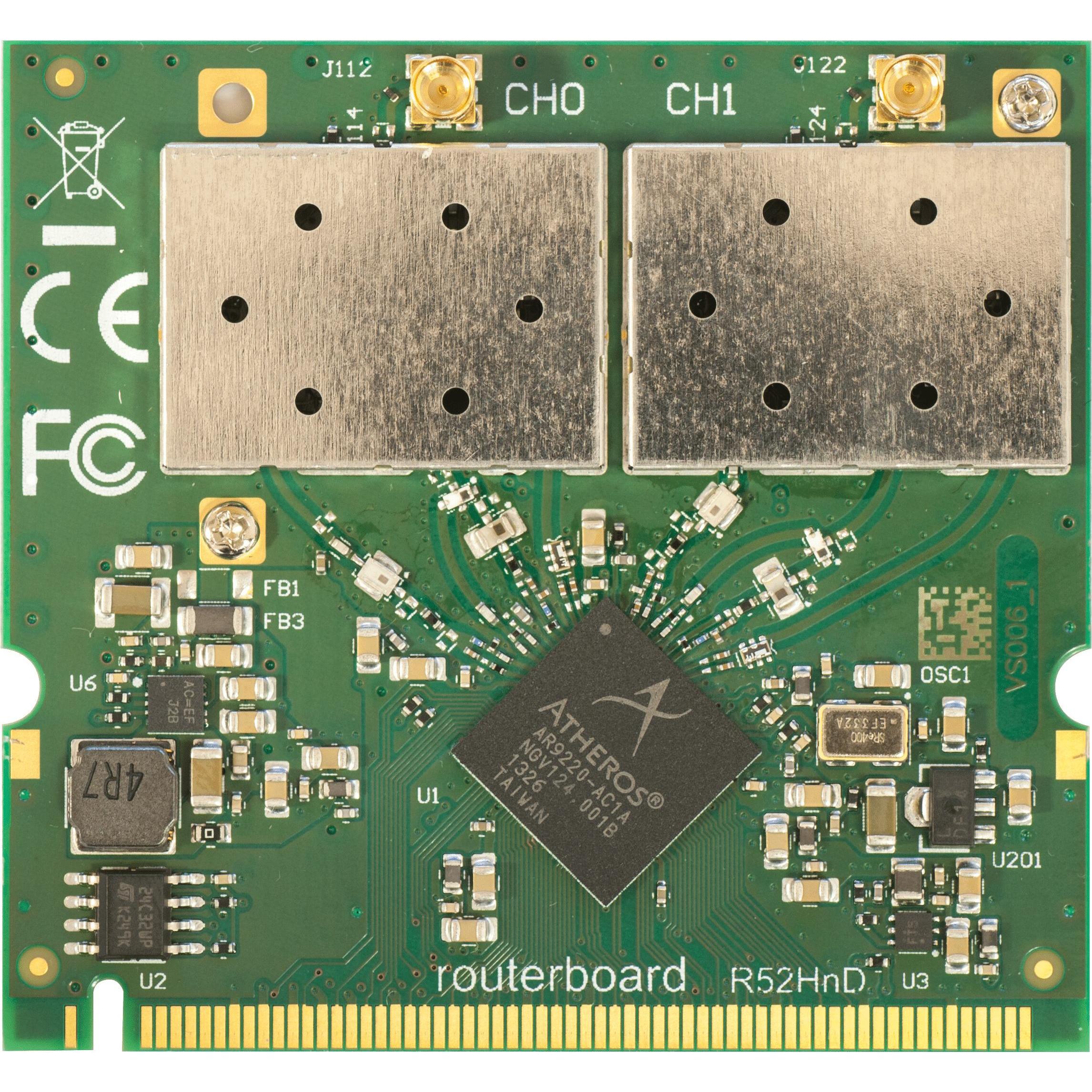 MikroTik 802.11a/b/g/n High Power Dual Band MiniPC (PCI), Netzwerkkarte, Grün