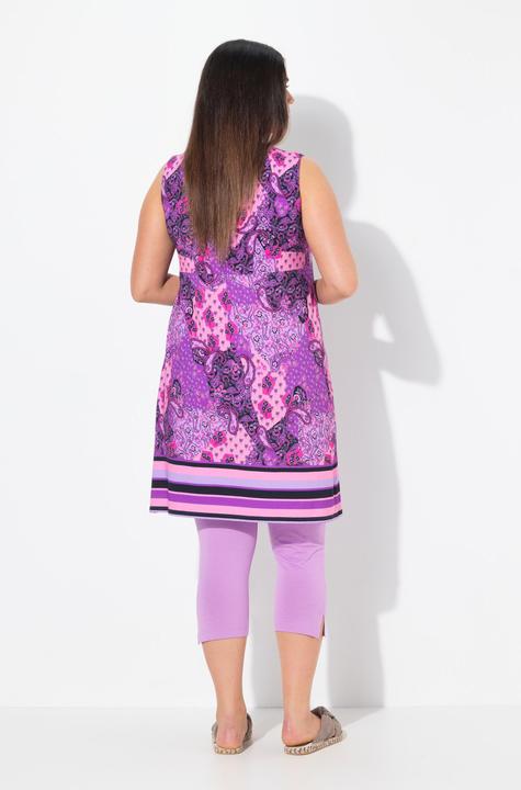 Image du produit Ulla Popken Robe courte en jersey, sans manches. Silhouette en A évasée. Décolleté rond et imprimé cachemire. (46, 48)